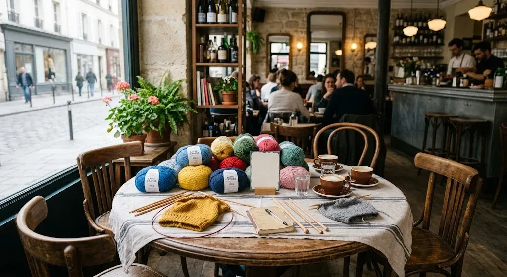 Atelier tricot gratuit dans un café parisien