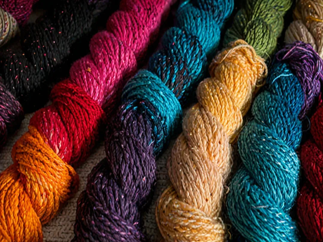 Échevettes de laine colorées