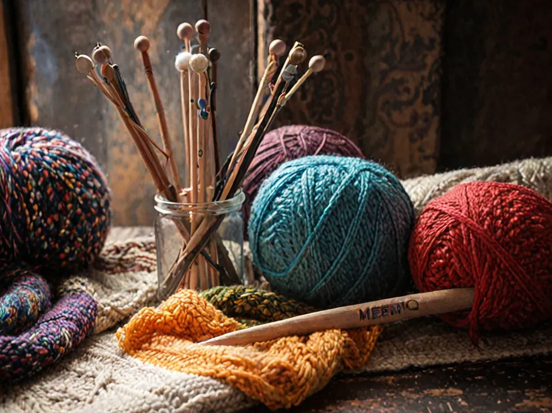 Accessoires de tricot et pelotes de laine mérinos