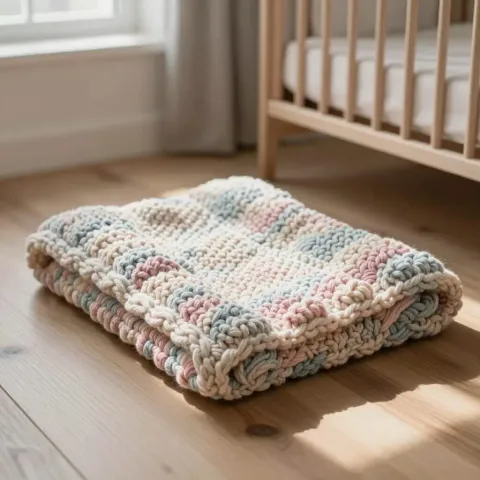 Tricoter une couverture bébé : patron gratuit point mousse