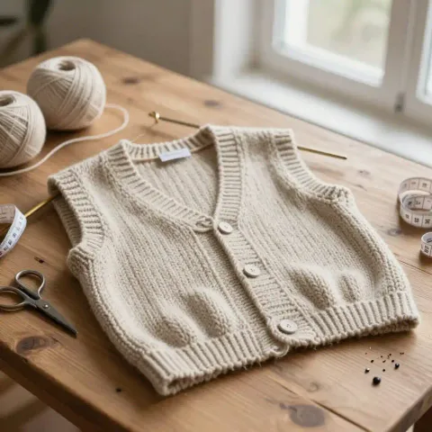 Tricoter un gilet sans manches en un seul morceau - Patron femme