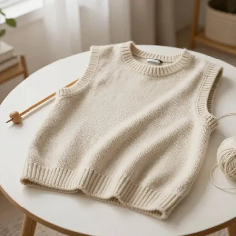 Tricoter un Pull Sans Manches en Un Seul Morceau - Patron Col V
