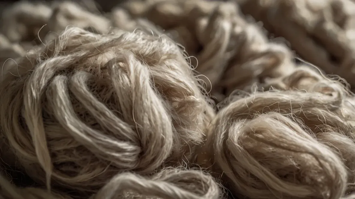 Détail d’une fibre de laine naturelle