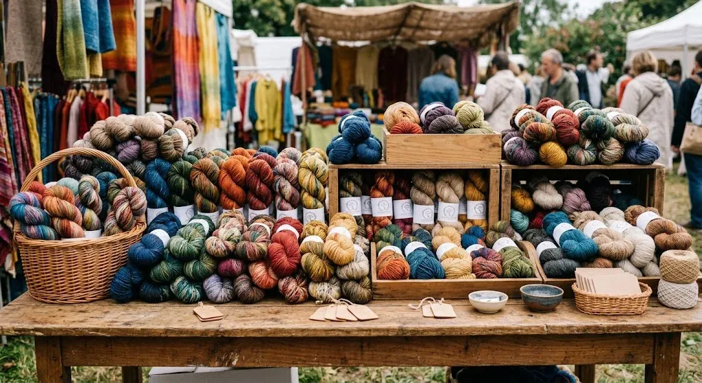 Étalage de laine artisanale