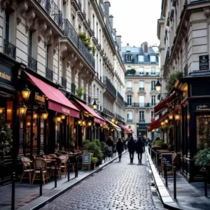 Rue typique de Paris avec immeubles haussmanniens