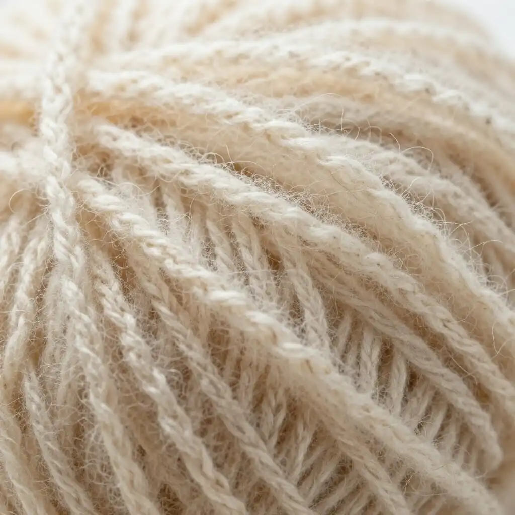 Close-up of machine-washable wool fibers
