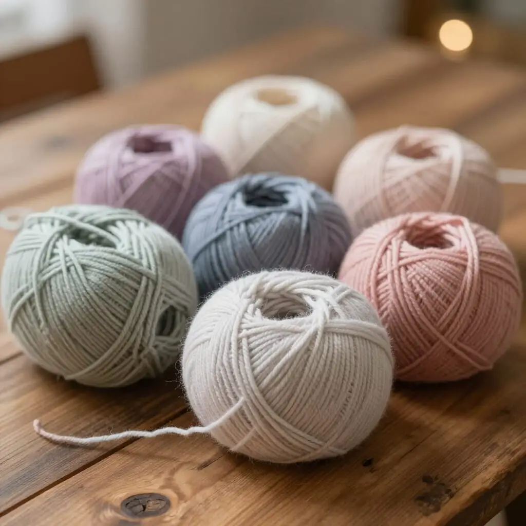 Colorful yarn skeins for beginners, warm and cozy atmosphere