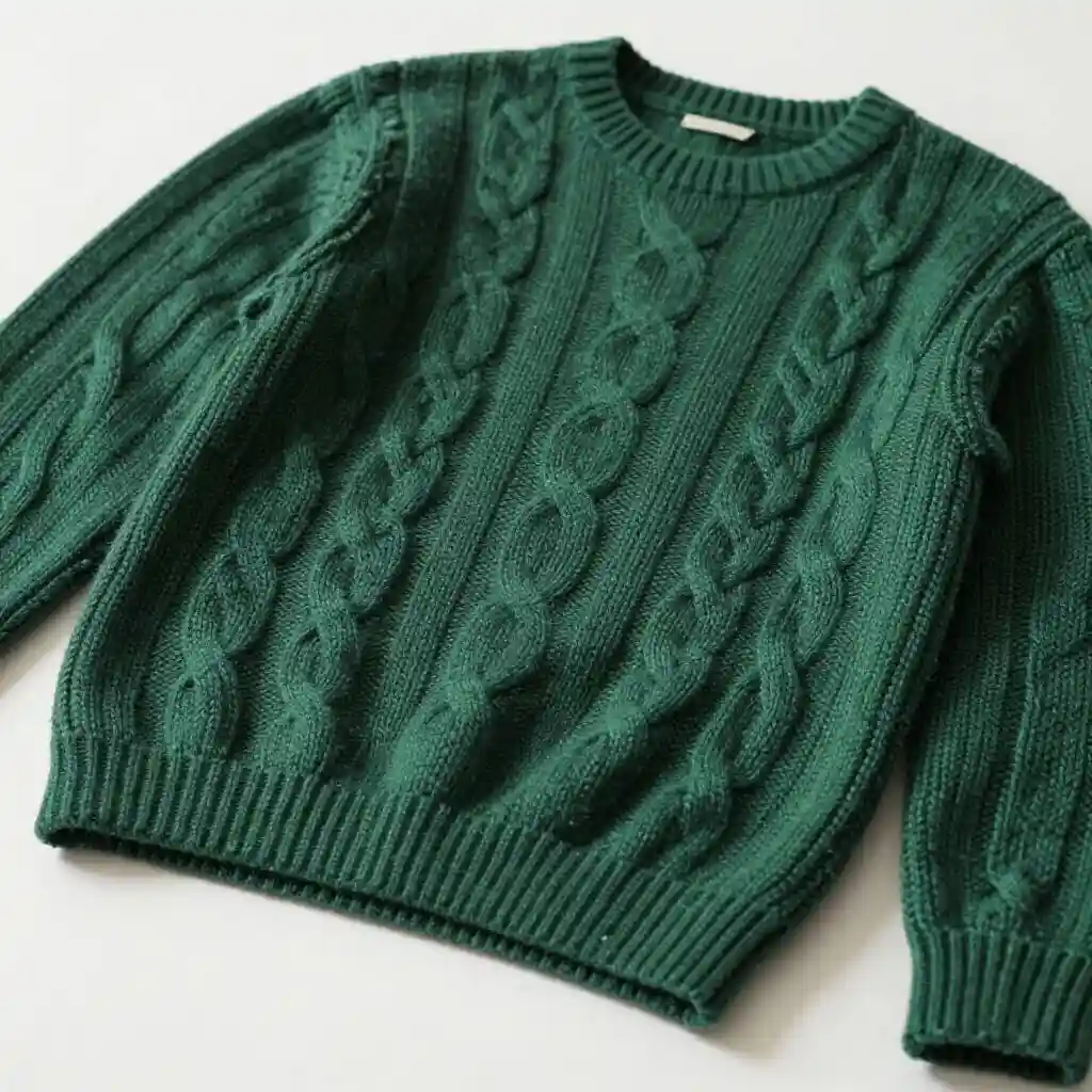 Knitted wool sweater drying flat