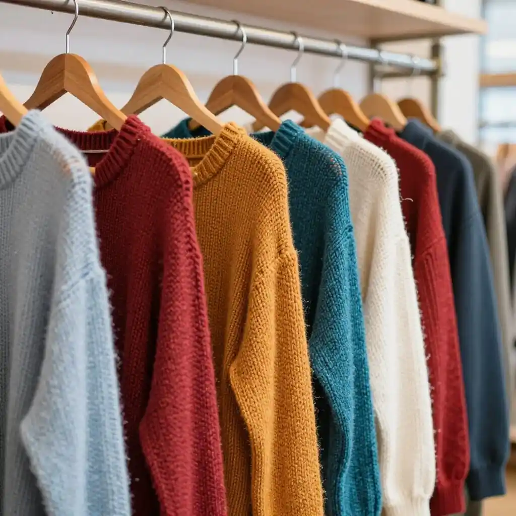 Sweaters knitted with different types of yarn