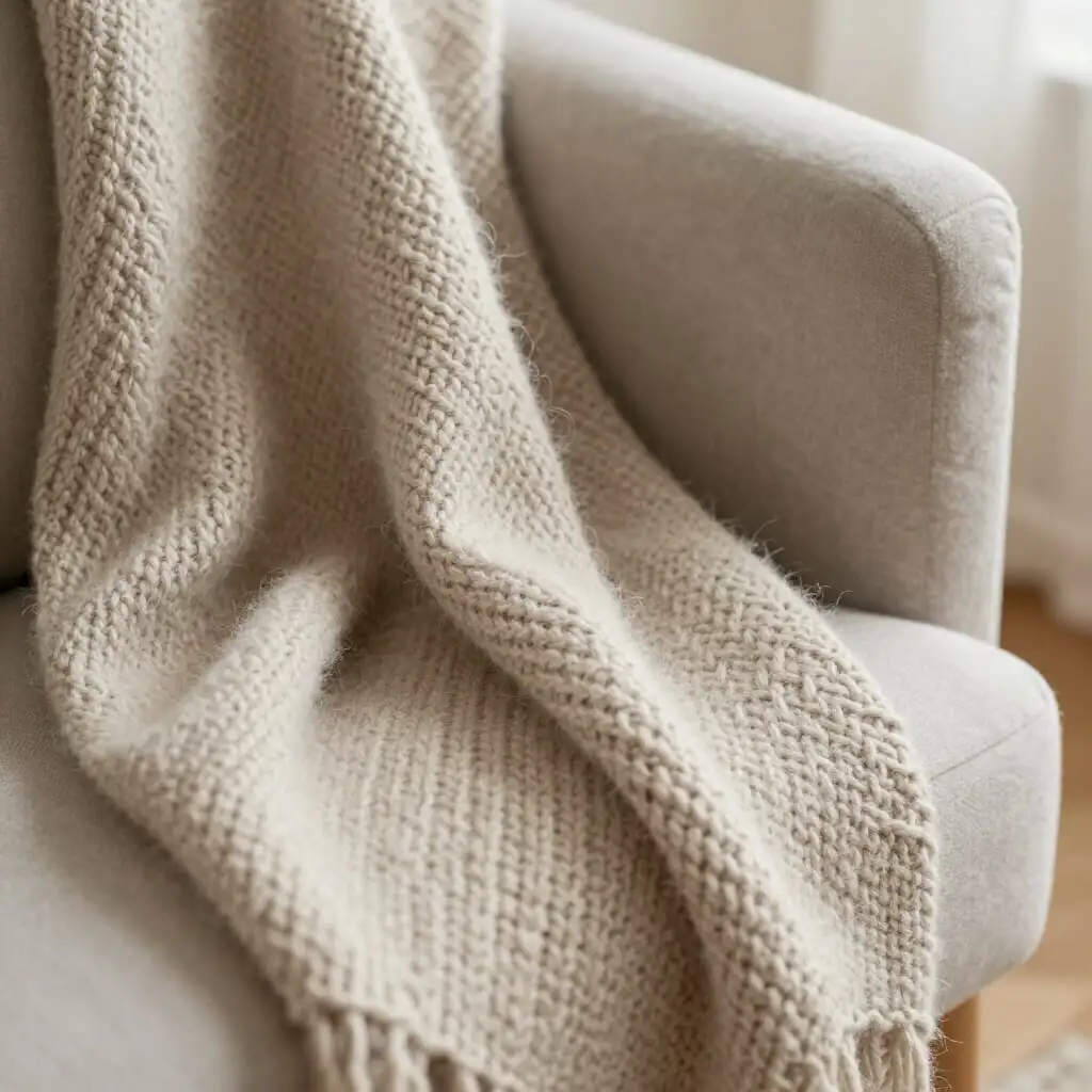 hand-knitted alpaca shawl soft texture