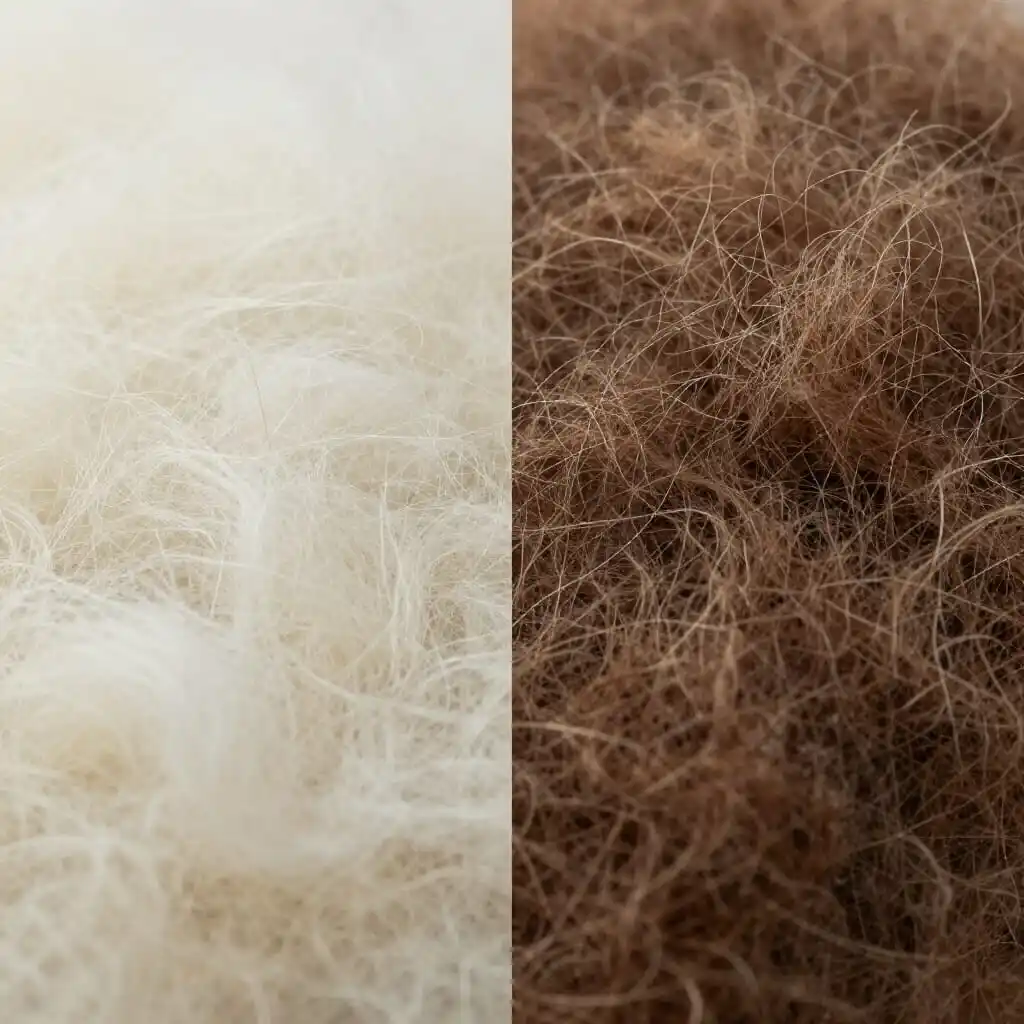 Difference in structure between a soft fine wool and a coarser wool