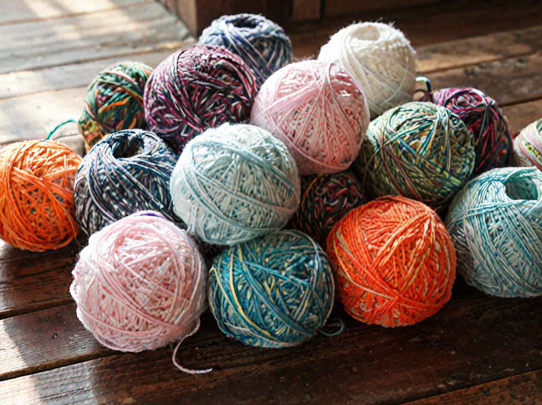 Skeins of wool in different colors