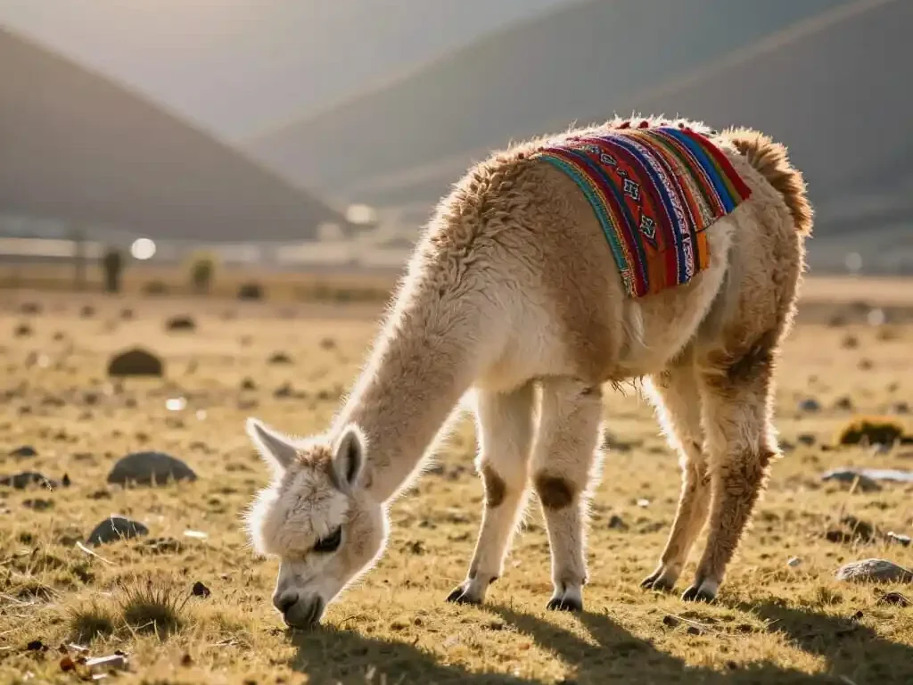 alpaga dans les Andes, origine de la laine alpaga