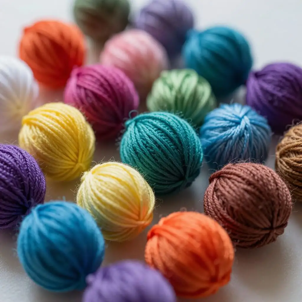Différents fils à tricoter fantaisie et torsadés