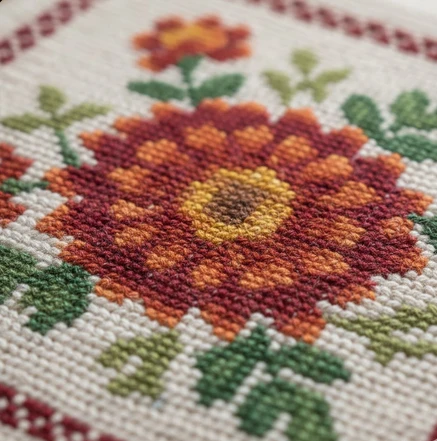 motif chrysantheme au point de croix