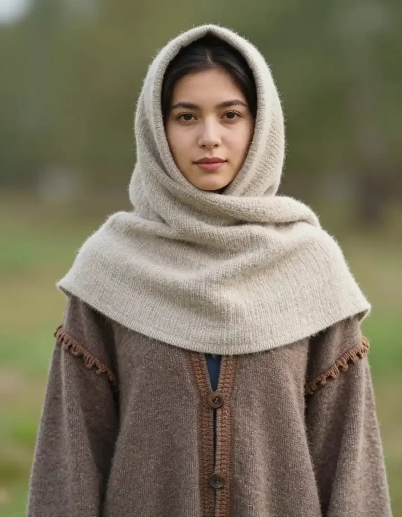 un snood porte par une femme a Iakoutsk