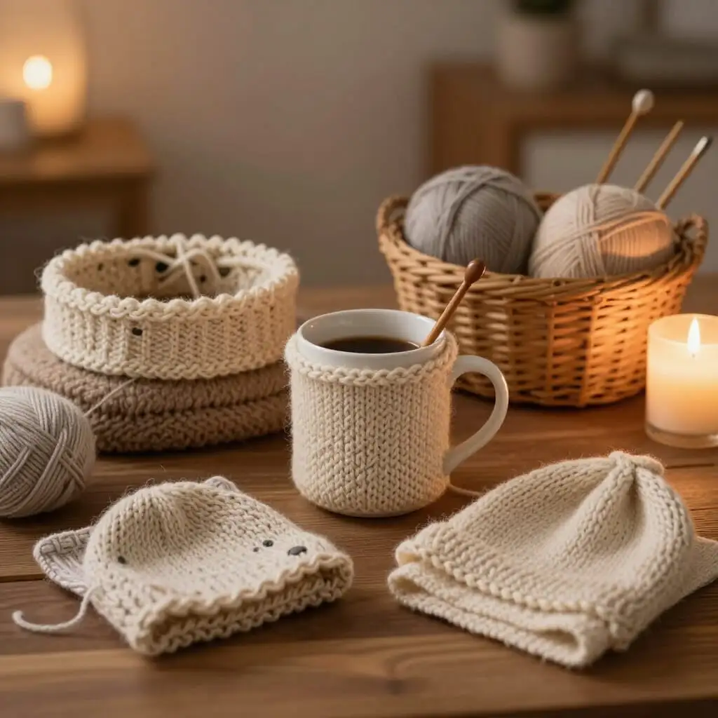 Petits projets de tricot rapides terminés en une soirée.
