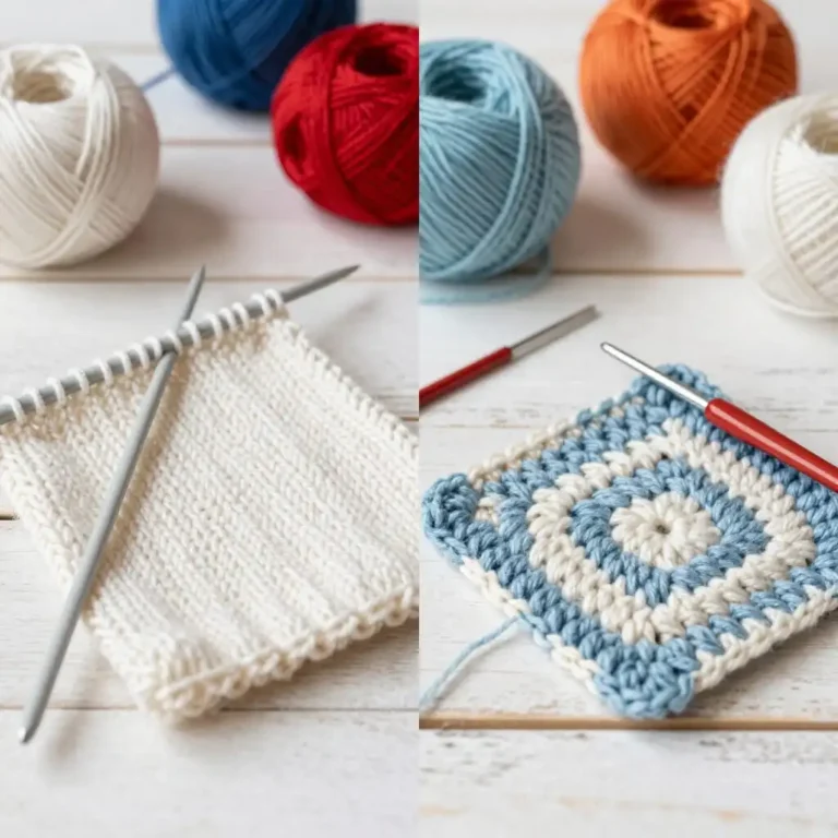 Comparaison entre tricot aux aiguilles et crochet.