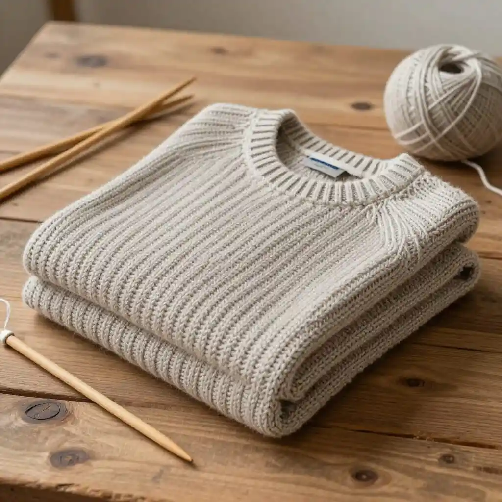 Pull en laine pour homme tricoté à la main.